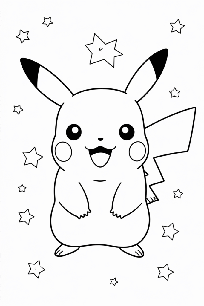 Pikachu Circondato dalle Stelle
